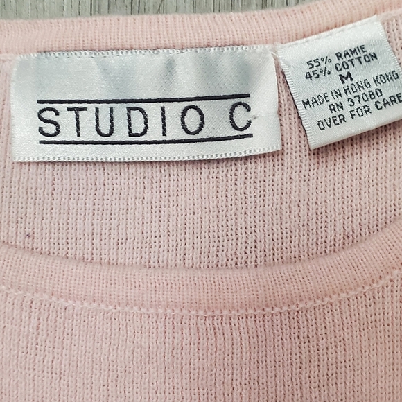 💚5/$25 Studio C Ramie & Cotton Pink Sleeveless Ribbed Knit Shell Top - Picture 4 of 6